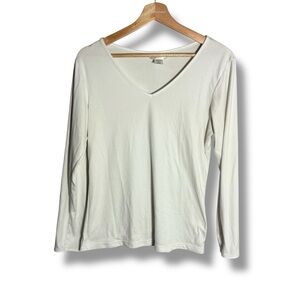 Cuddl Duds Ivory Long-Sleeve V-Neck Soft Base Layer Top